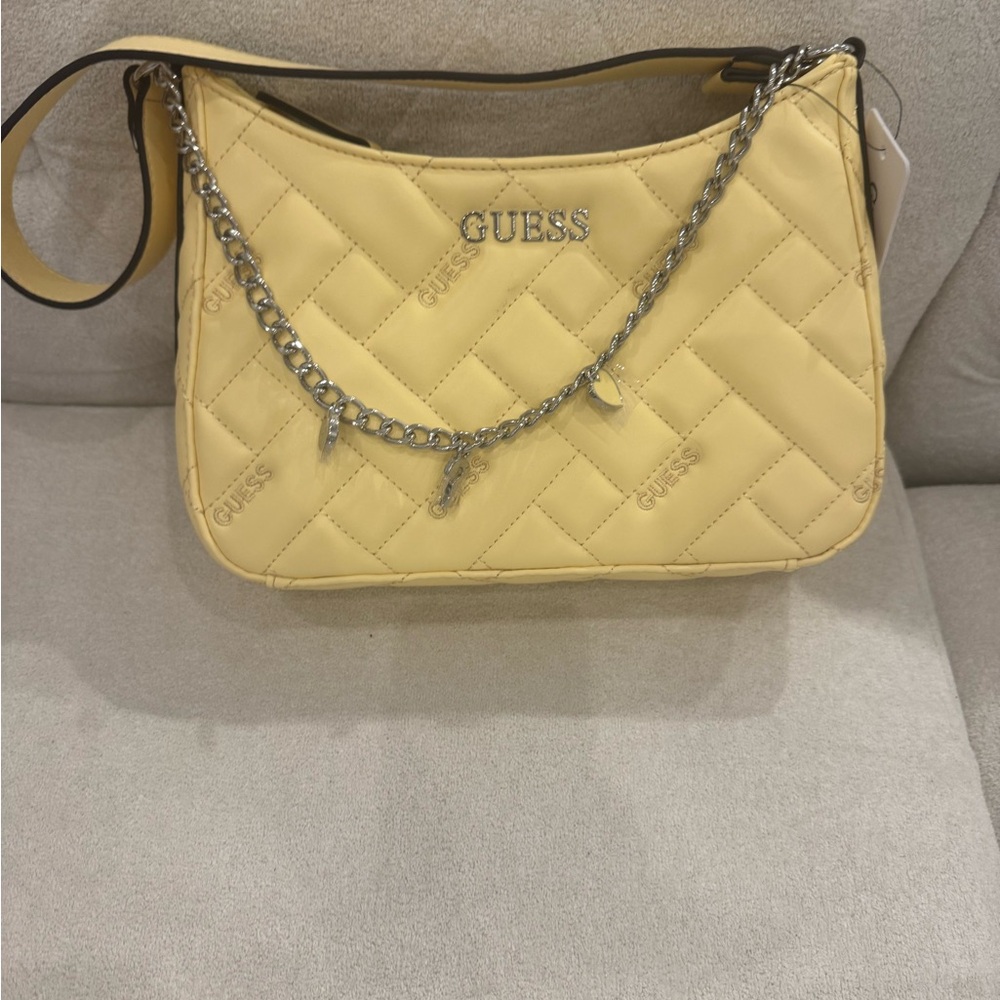 Guess Quilted Shoulder Bag in Soft Yellow